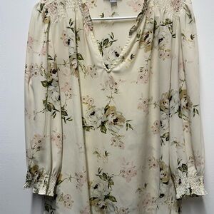 Carolina Belle Cream Floral Blouse